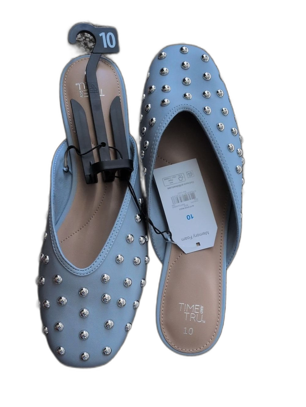 Time and Tru Light Blue Studded Mules-Size 10